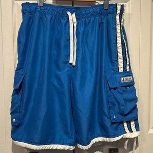 B.U.M. Equipment Men’s Blue and White Swim Trunks Size XL NWOT